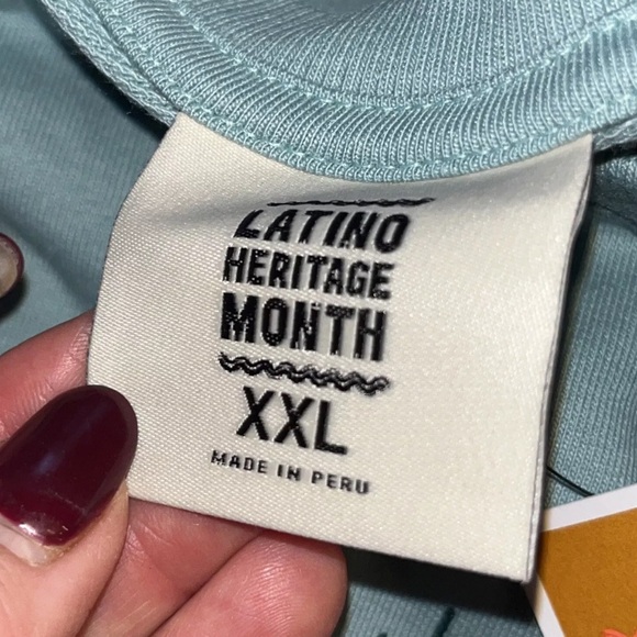 NEW 2XL Latino Heritage “Hola” Sweatshirt Mint Light Blue XXL Cotton Blend Shirt - Picture 8 of 12